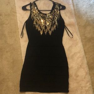 Black dress with gold sequence